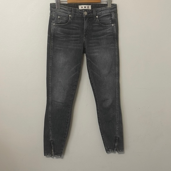 AMO Twist Zip Skinny Jeans In Smoke Wash Skinny - Picture 4 of 12